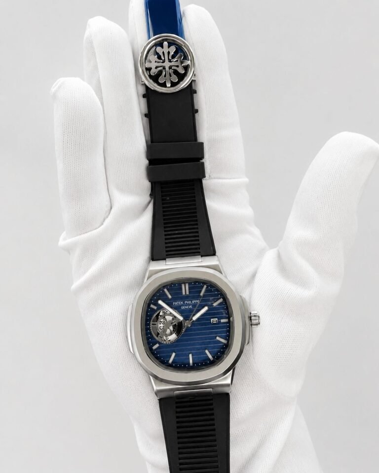 Patek Philippe Nautilus Blue Dial Black Rubber
