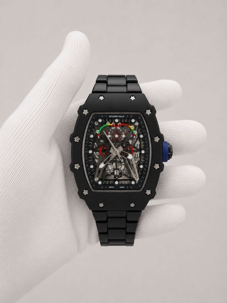Richard Mille Skeleton Black Ceramic / Blue Crown