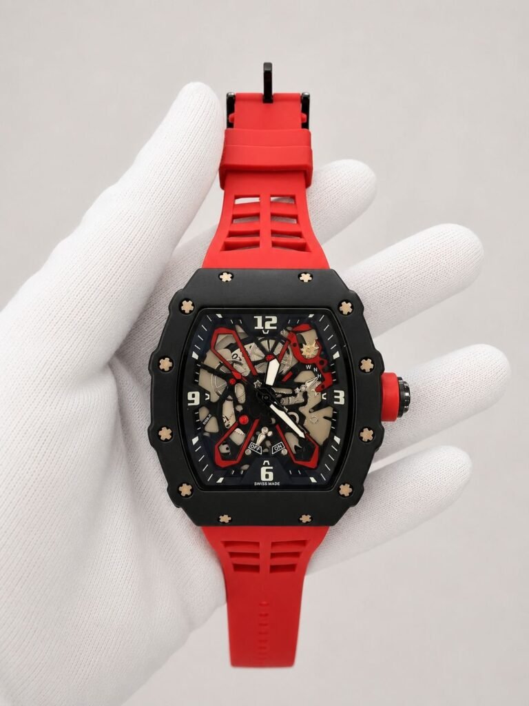Richard Mille Skeleton Black / Red Strap