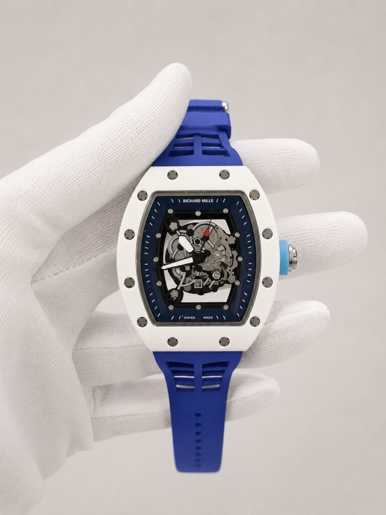 Richard Mille Skeleton White Ceramic / Blue