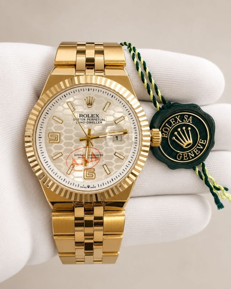 Rolex Land-Dweller Gold / White Motif Dial