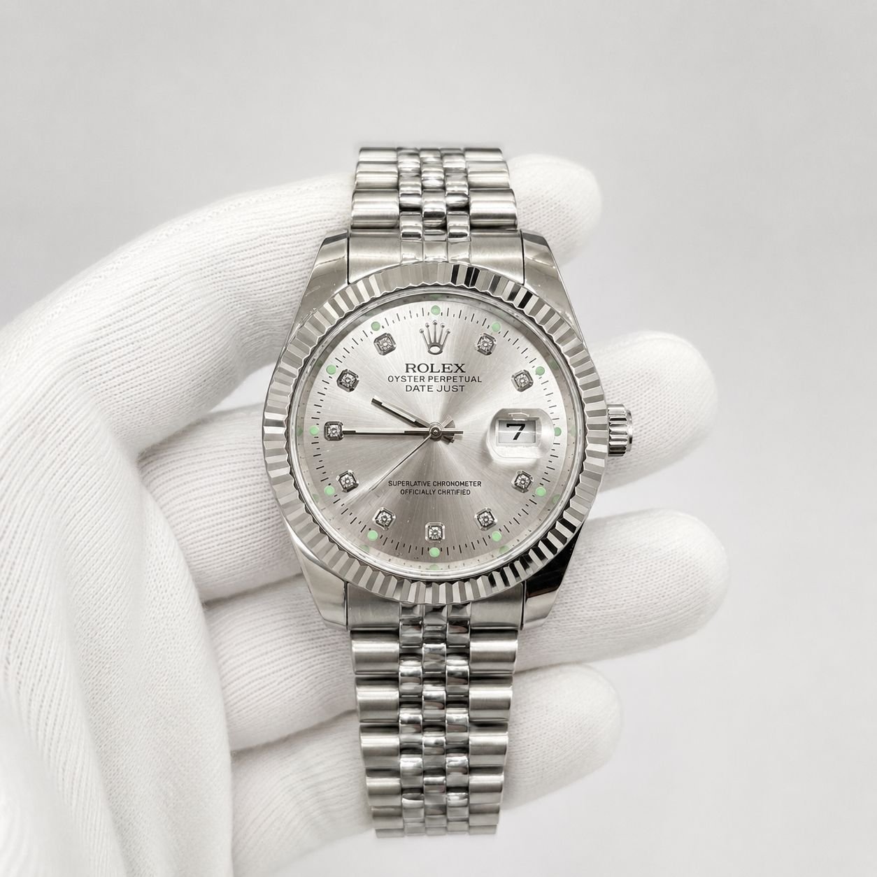 Мъжки Rolex Datejust Silver Diamond Dial Steel #319