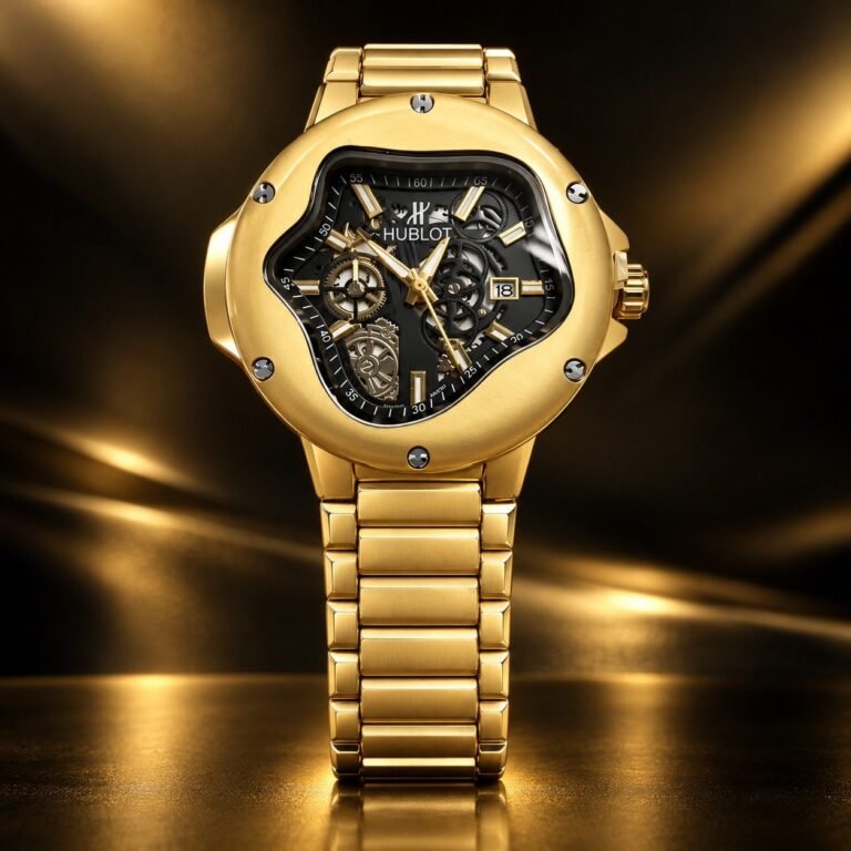 Мъжки Hublot Arsham Splash Skeleton Gold / Black Dial Bracelet #466