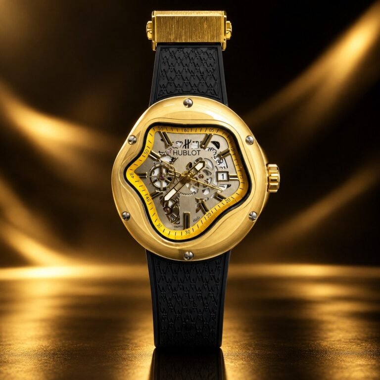 Мъжки Hublot Arsham Splash Skeleton Gold / Black Strap #463