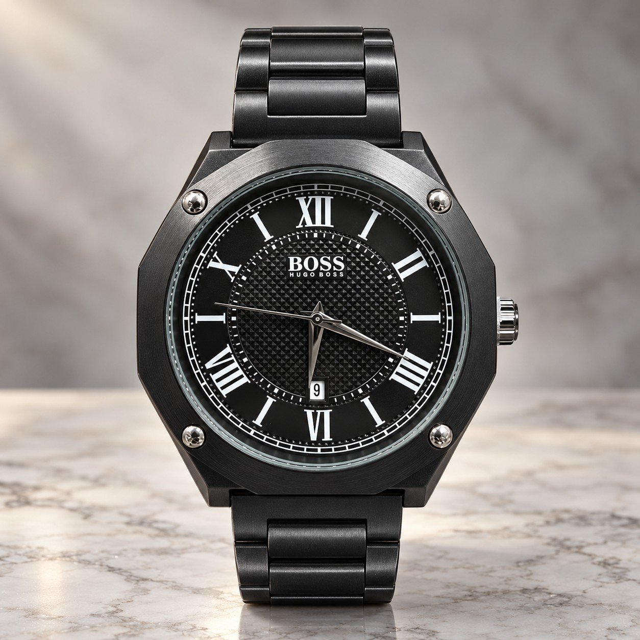 Мъжки Hugo Boss Octagon Roman Black / Black Dial #380
