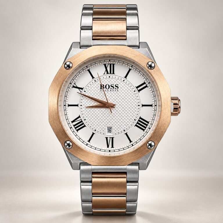 Мъжки Hugo Boss Octagon Roman Rose Gold Two-Tone / White Dial #385