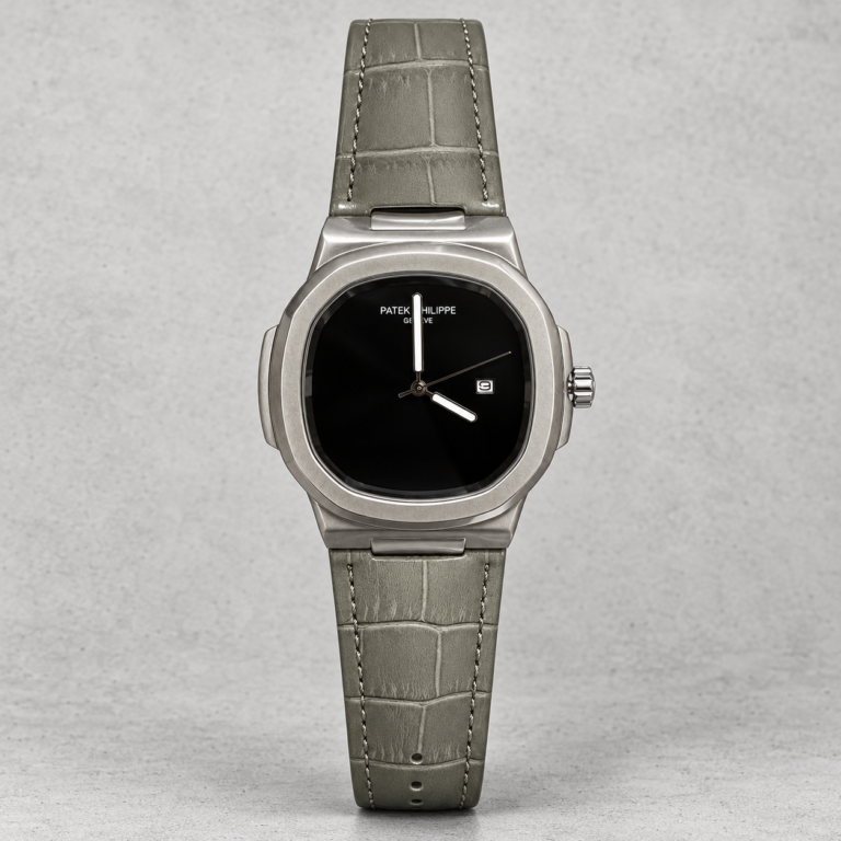 Мъжки Patek Philippe Nautilus Black Dial Grey Leather #342