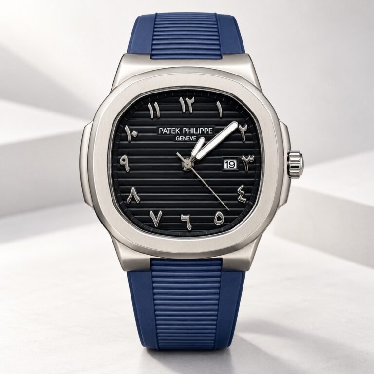 Мъжки Patek Philippe Nautilus Black Arabic Dial / Blue Rubber #474