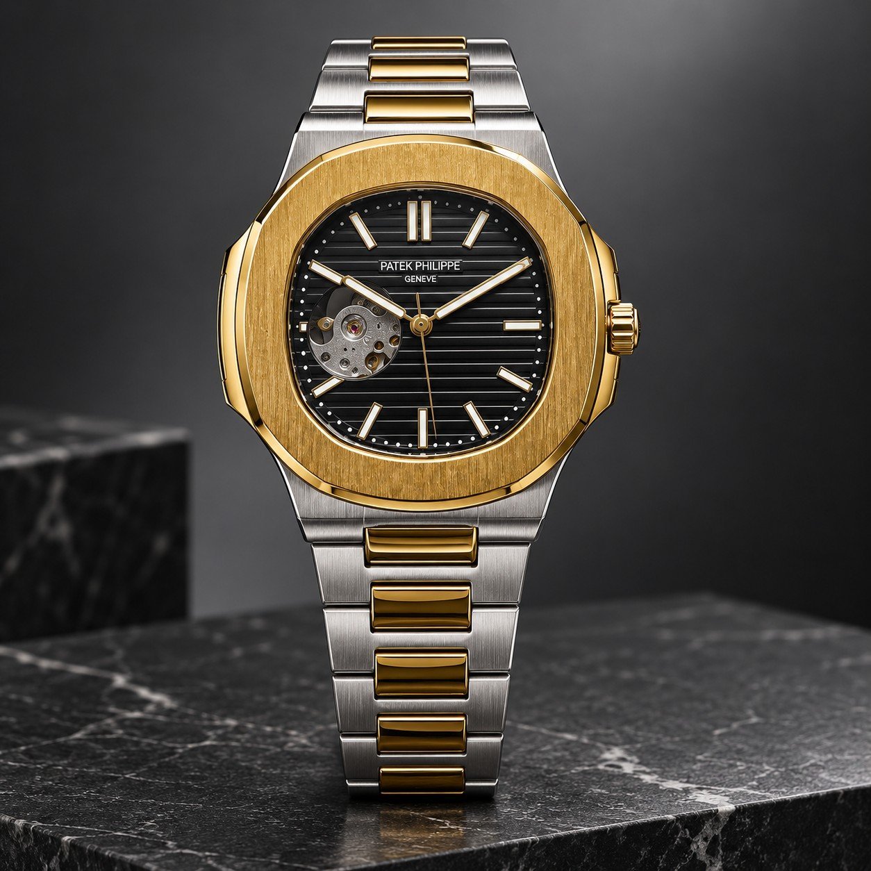 Мъжки механичен Patek Philippe Nautilus Open Heart Two-Tone / Black Dial #441