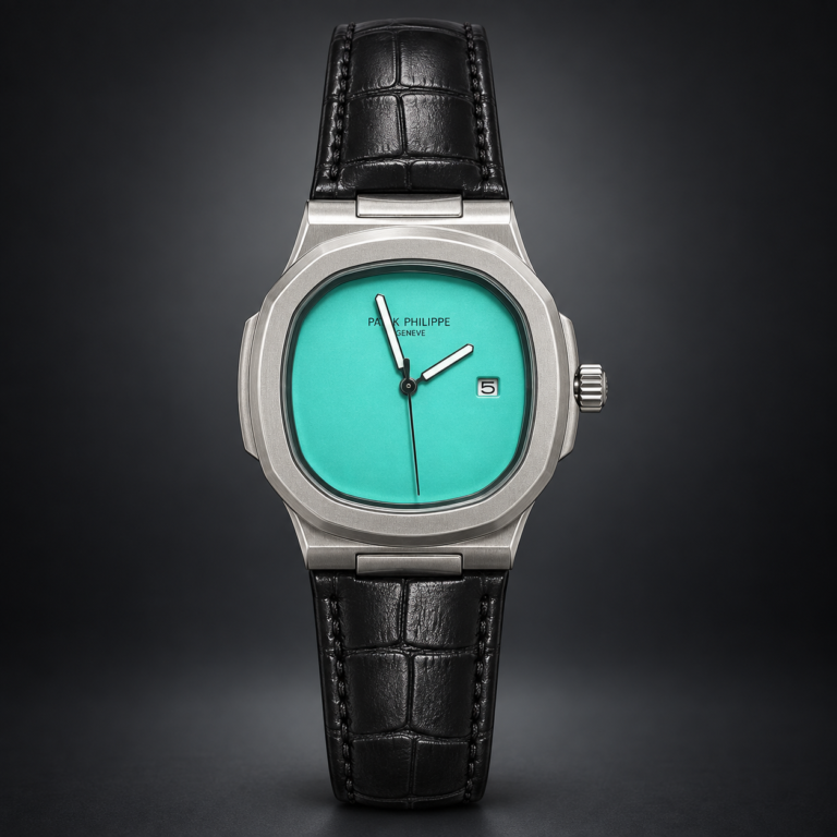 Мъжки Patek Philippe Nautilus Tiffany Blue Dial Black Leather #346