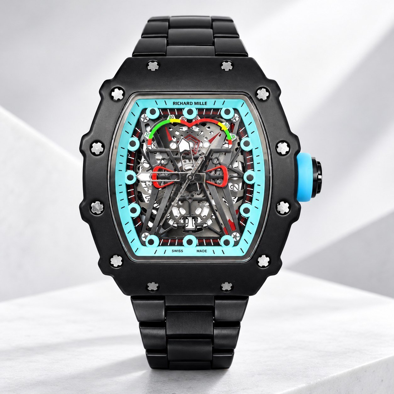 Мъжки Richard Mille Skeleton Black / Turquoise #480