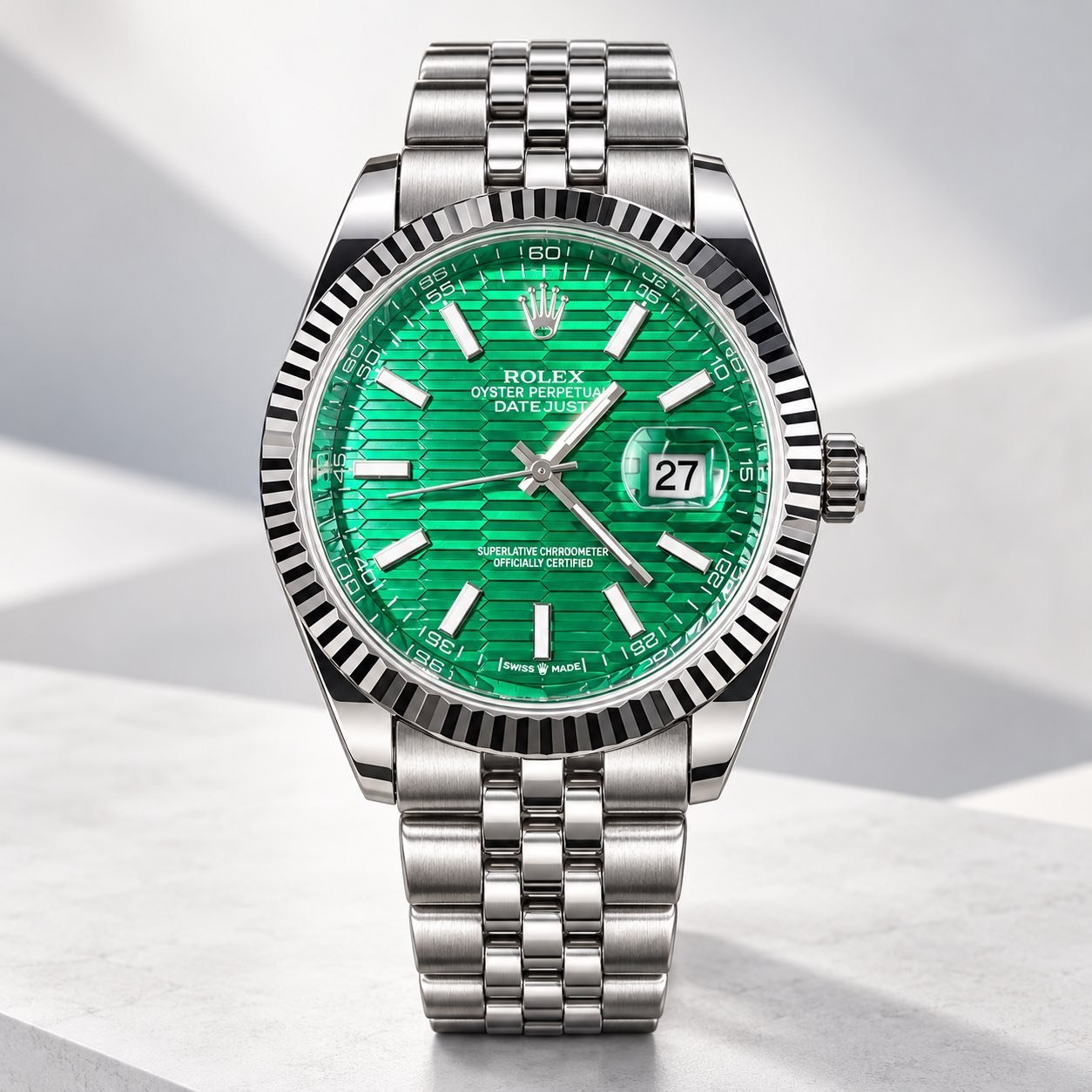 Мъжки Rolex Datejust Green Motif Dial Jubilee Steel #477